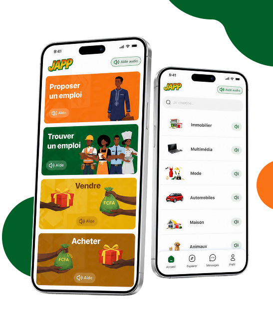 Aperçu de l'application JAPP sur mobile